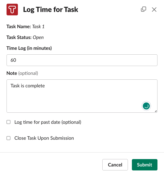 Log time for task